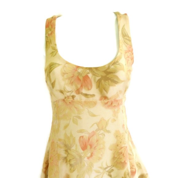 SOLD Limited Dress  90s Pale Yellow Floral Fit Flare Zipper Lined Princess 4 - Picture 2 of 6
